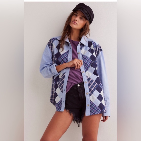 8-Free People -We The Free Argyle Plaid Shirt - Picture 5 of 5